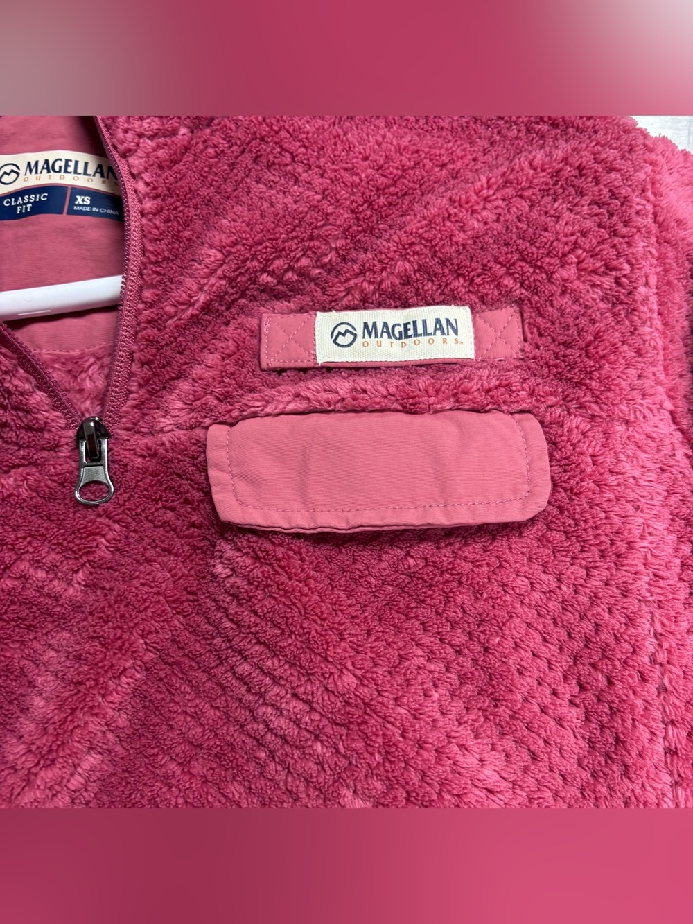 Magellan Outdoors Classic Fit Sherpa Quarter Zip Pullover Pink XS Cozy Fleece - Picture 7 of 10
